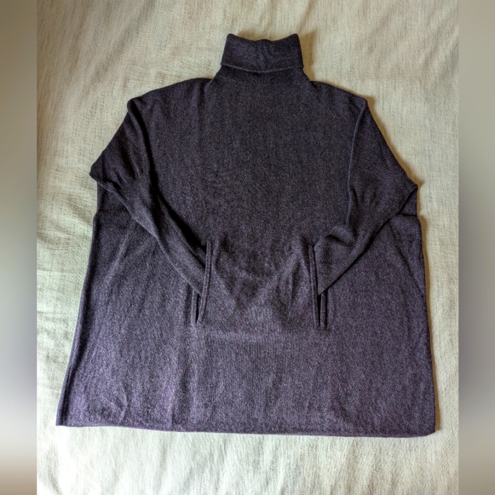 💜GARNET HILL💜PURPLE OVERSIZED TURTLENECK SWEATER, WOOL & CASHMERE, SZ MED EUC!